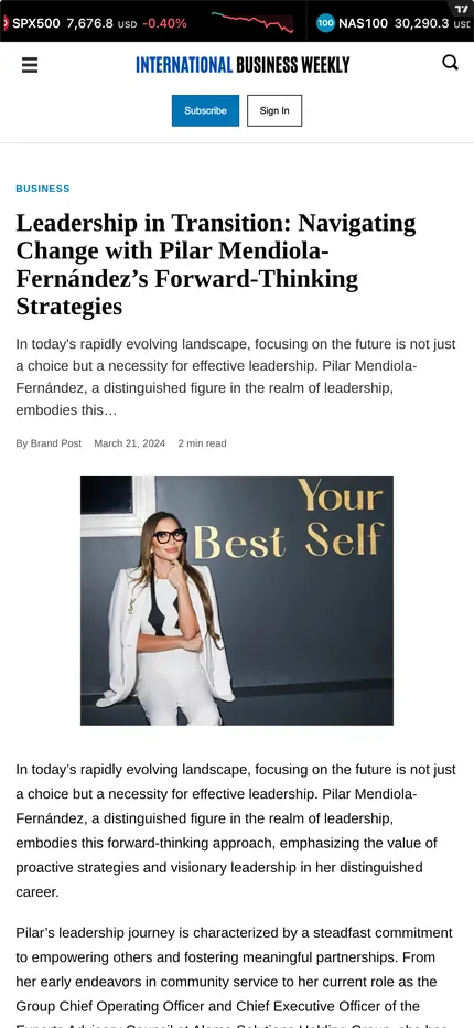 Feature page on International Business Weekly