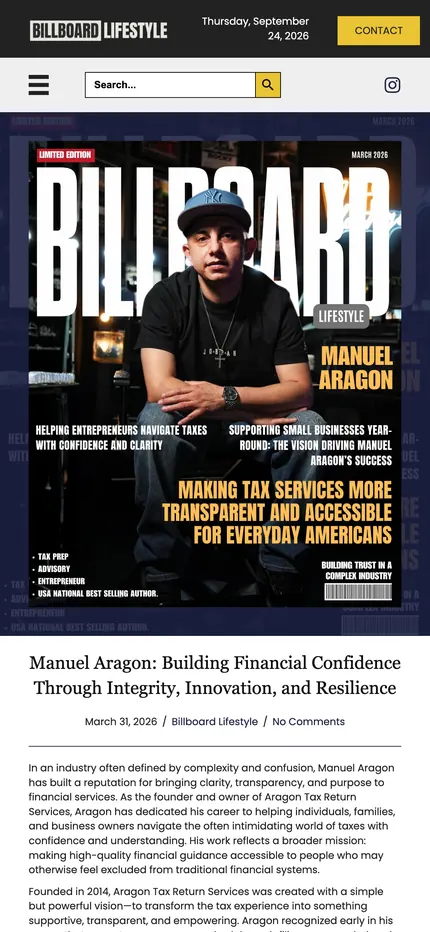 Feature page on Billboard Lifestyle