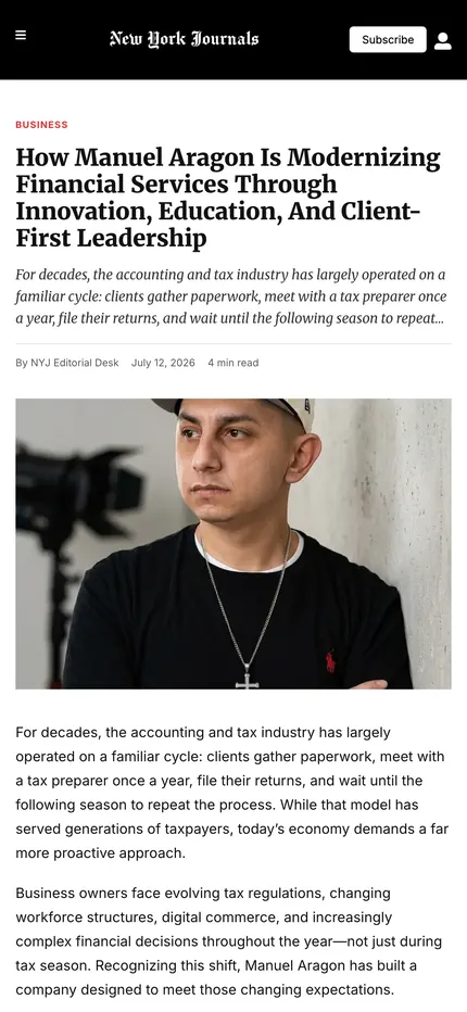Feature page on The NY Journals