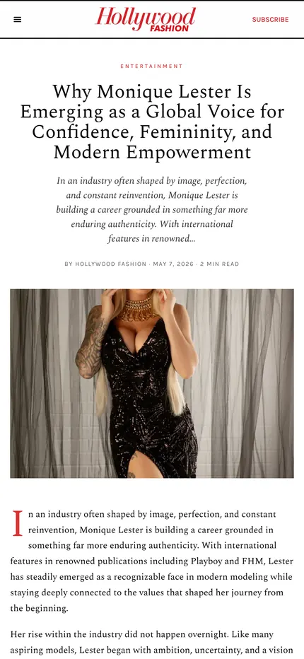 Feature page on Hollywood Fashion Magazine