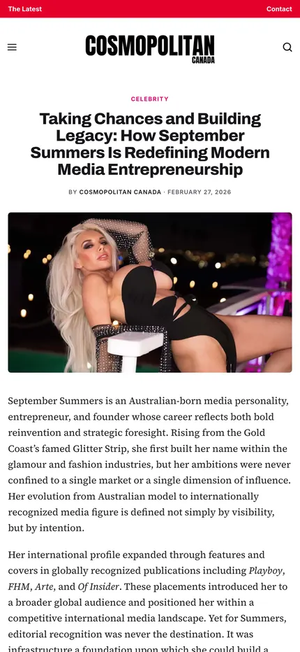 Feature page on Cosmopolitan Canada