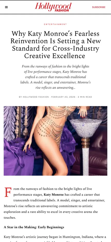 Feature page on Hollywood Fashion Magazine