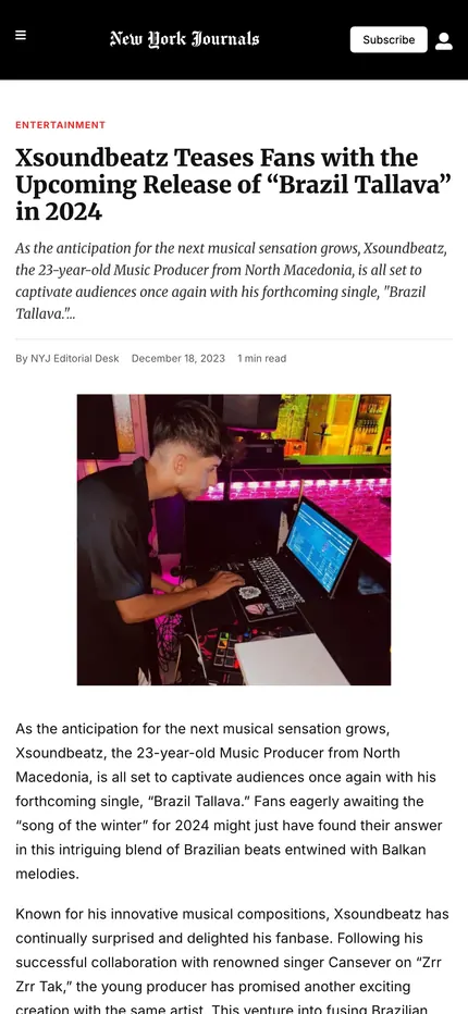 Feature page on The NY Journals