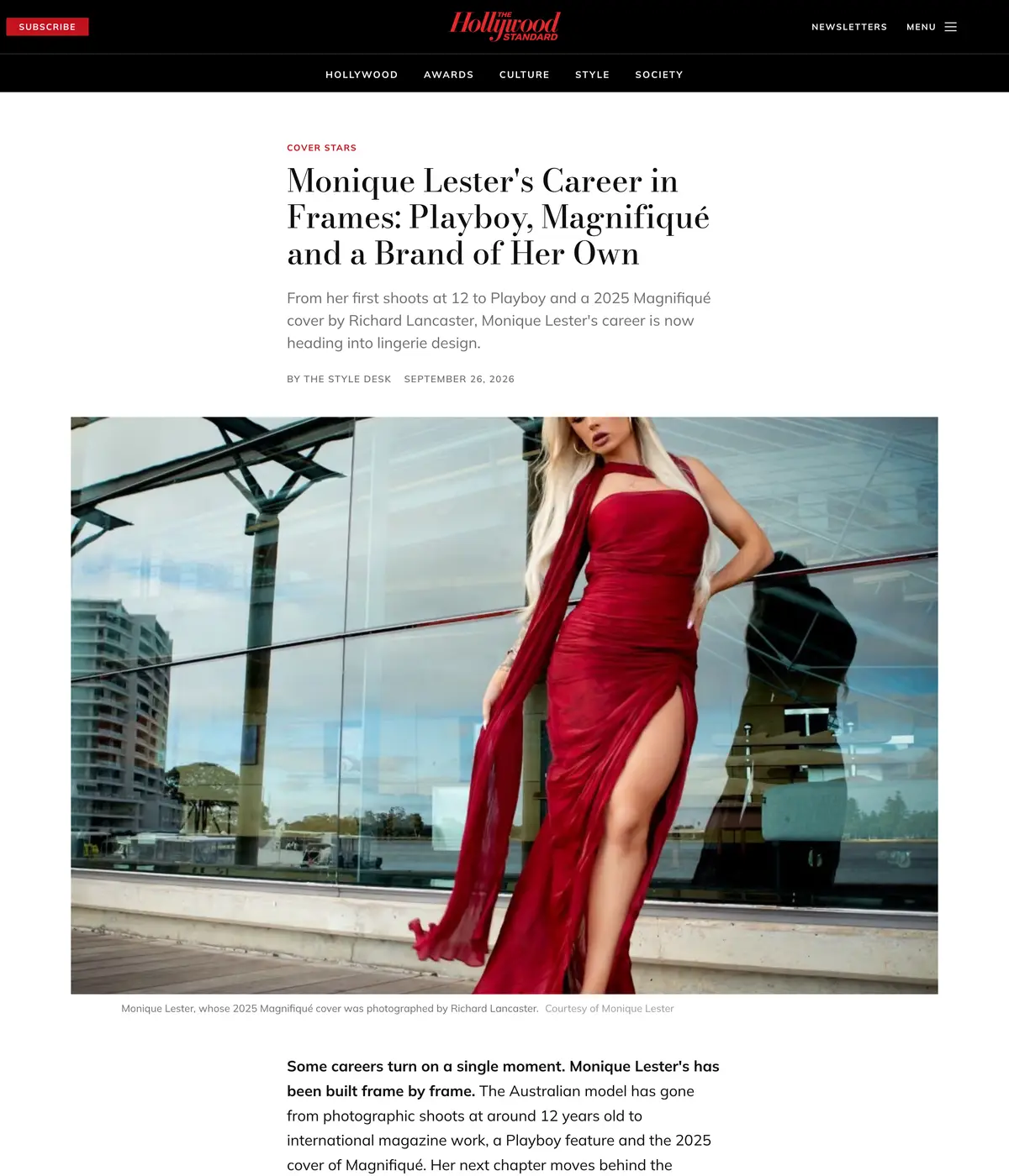 Hollywood Standard feature page: Monique Lester's Career in Frames: Playboy, Magnifiqué and a Brand of Her Own