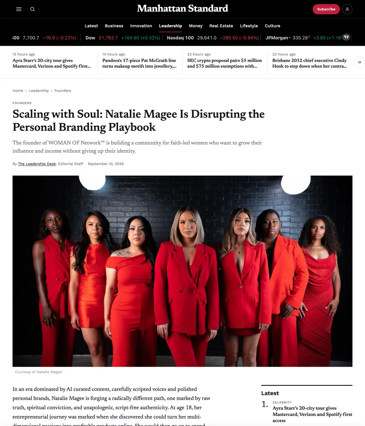 Manhattan Standard feature page: Scaling with Soul: Natalie Magee Is Disrupting the Personal Branding Playbook