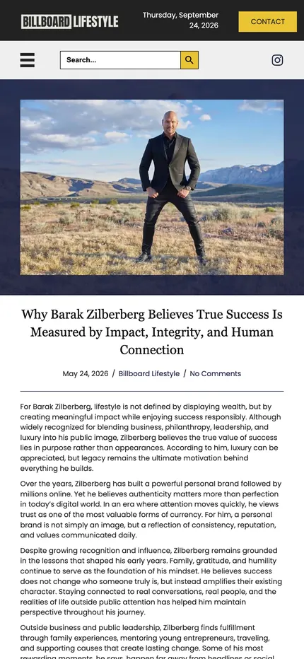 Feature page on Billboard Lifestyle