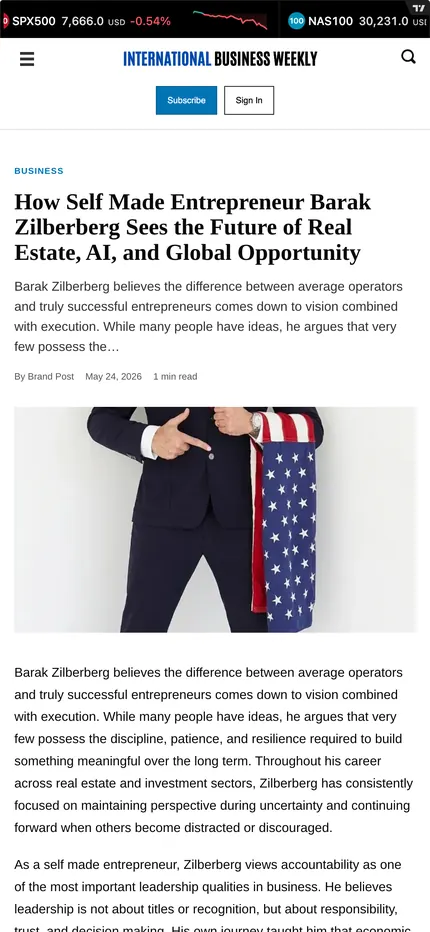 Feature page on International Business Weekly