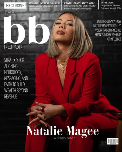 The BB Report cover featuring Natalie Magee