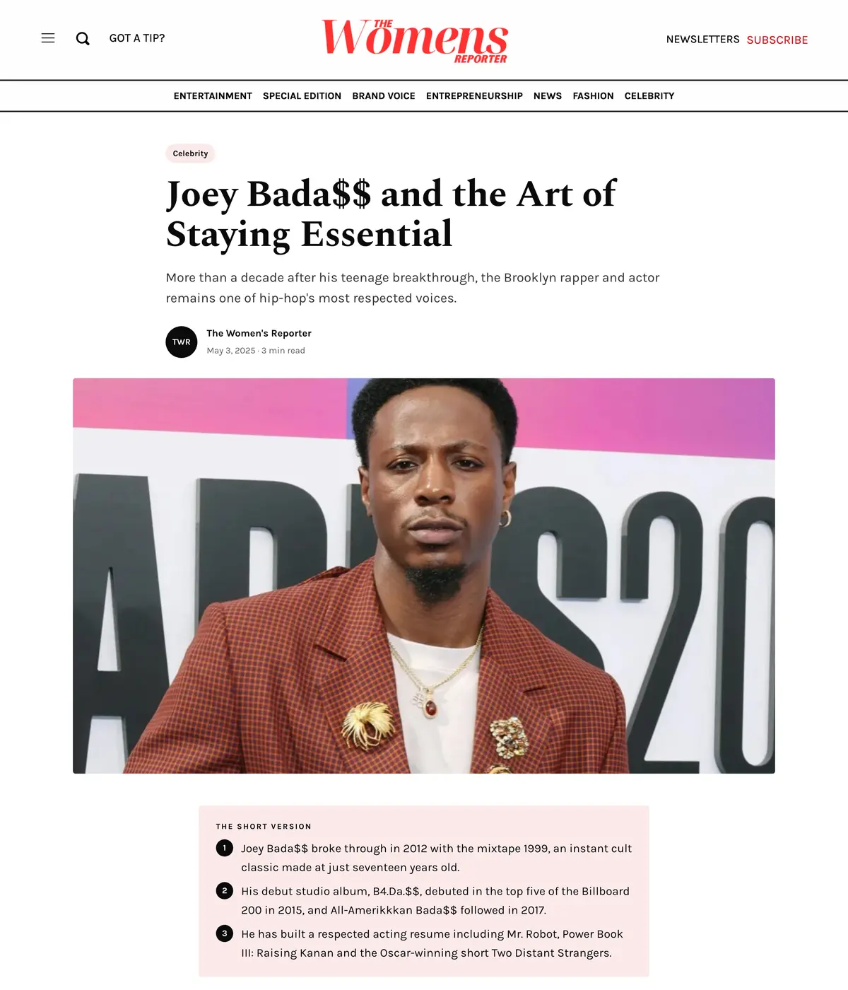 The Women’s Reporter feature page: Joey Bada$$ and the Art of Staying Essential