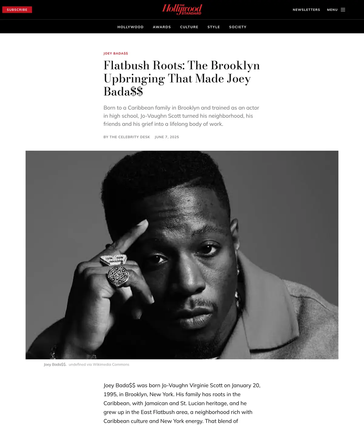 Hollywood Standard feature page: Flatbush Roots: The Brooklyn Upbringing That Made Joey Bada$$